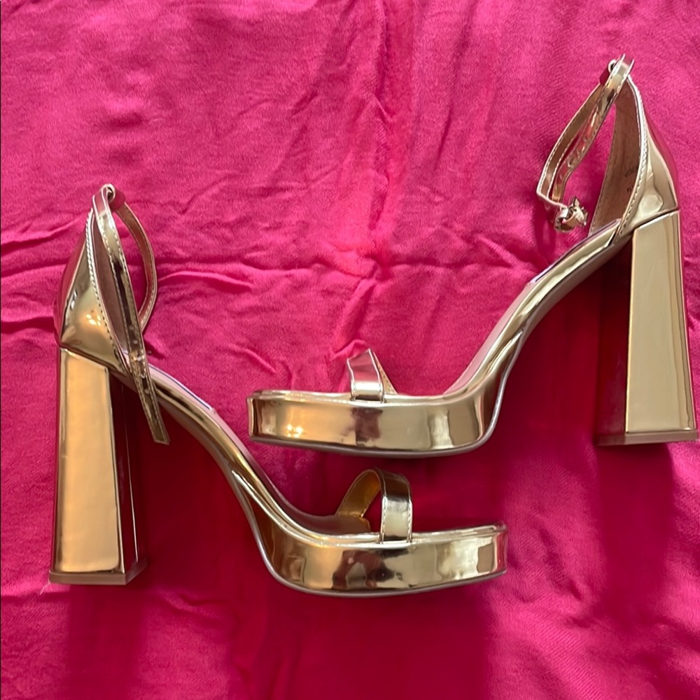 Steve Madden Gold Metallic Heel Sandals